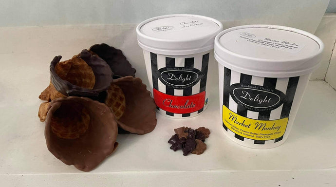 Ice Cream Kit for 4 - With Handmade Waffle Cones Dipped in Dark Chocolate - Allons Y  Delivery